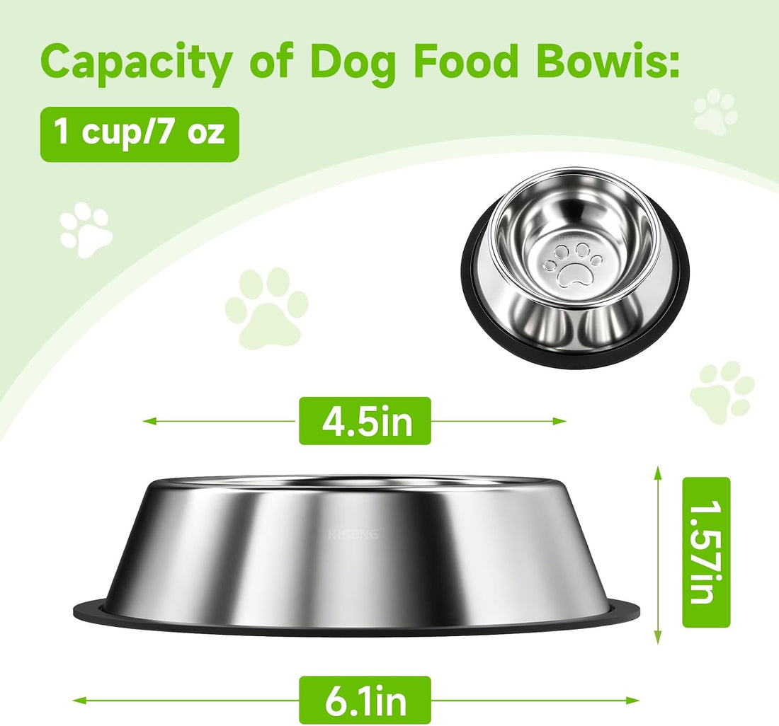 3 Pcs Non-Slip Stainless Steel Small Cat Food Bowls Thicken 7 Oz Cat