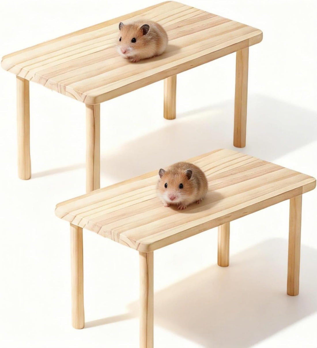 Hamster Platform Set, 2pcs Wooden Modular Playground & Hide