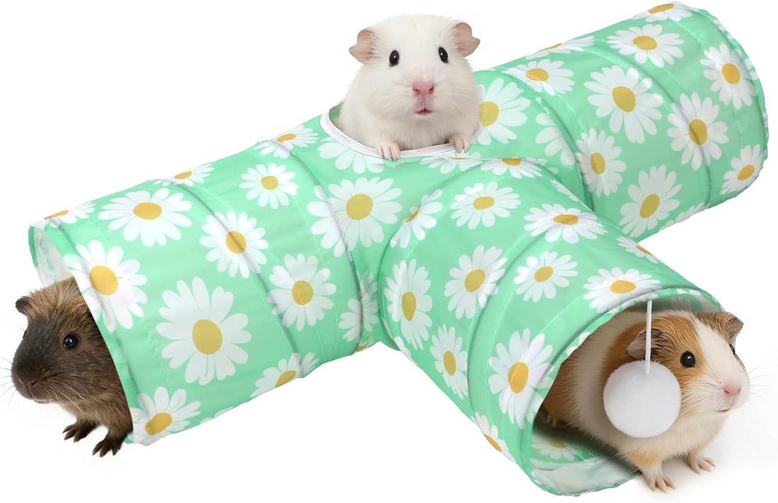Rypet Guinea Pig Tunnel Hideout 3-Way Collapsible Small Pet Tubes