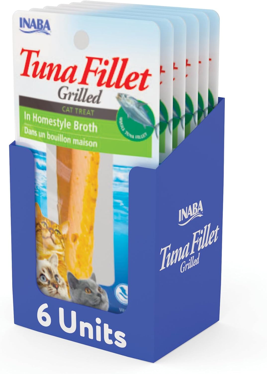 INABA Grilled Fillets Cat Treats, Extra Tender Tuna in Tuna Broth, 6ct