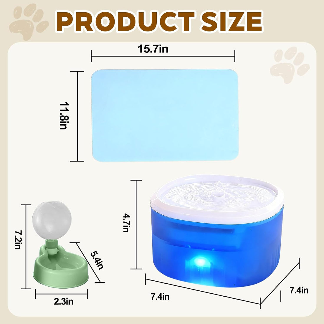 Cat Water Fountain,2.2L/74oz Cat Fountain