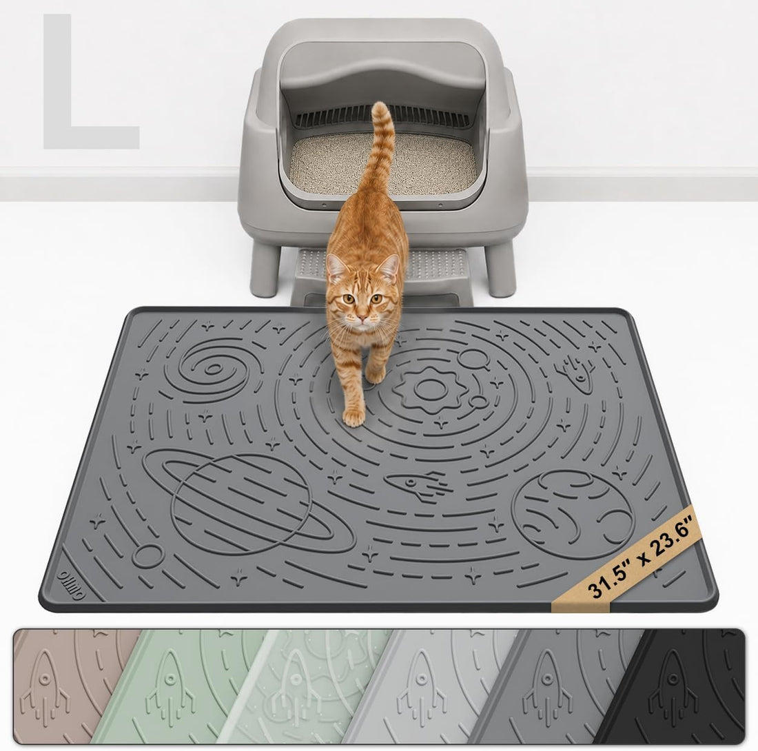 OHMO Large Cat Litter Mat 31.5x23.6" High Raised Edge Silicone