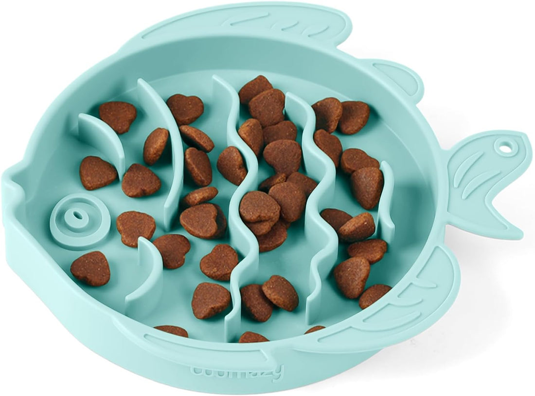 Coomazy Slow Feeder Cat Bowl Silicone Pet Puzzle Feeder for Slow