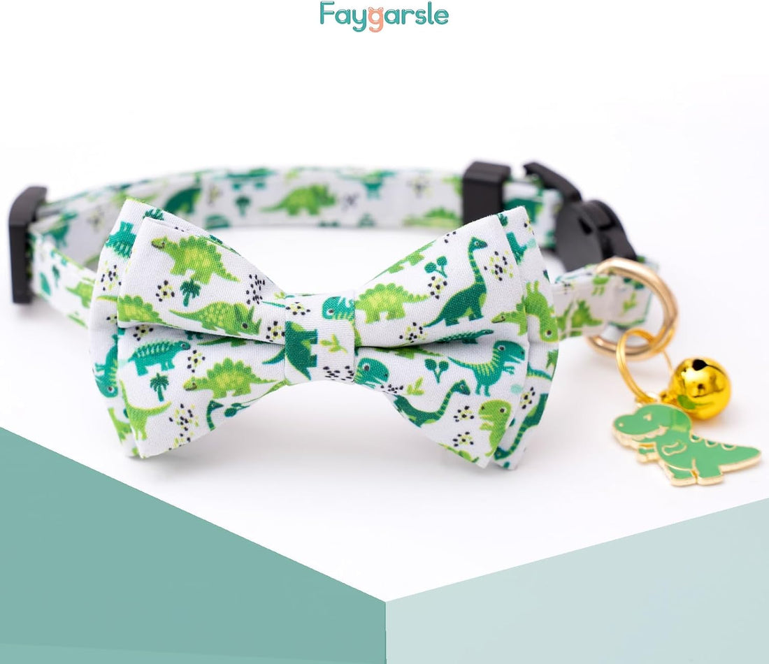 Faygarsle 2 Pack Cat Collar with Bell Breakaway Bowtie for Male