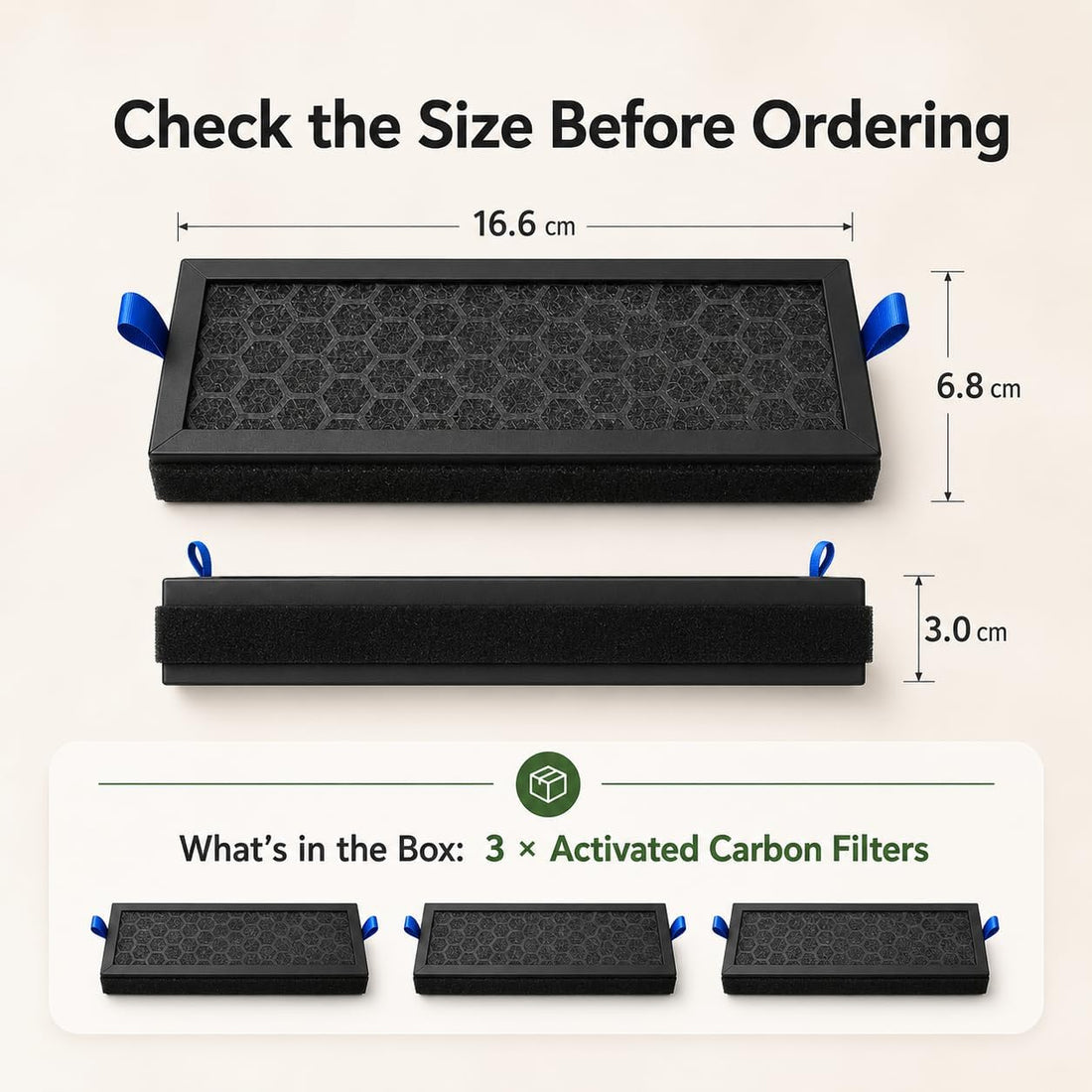 3 Pack Carbon Deodorizer Filters Compatible with PETLIBRO Luma Litter