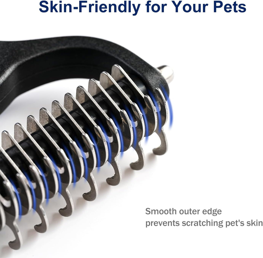 WePet Grooming Rake for Dogs & Cats, Double-Sided Deshedding Brush