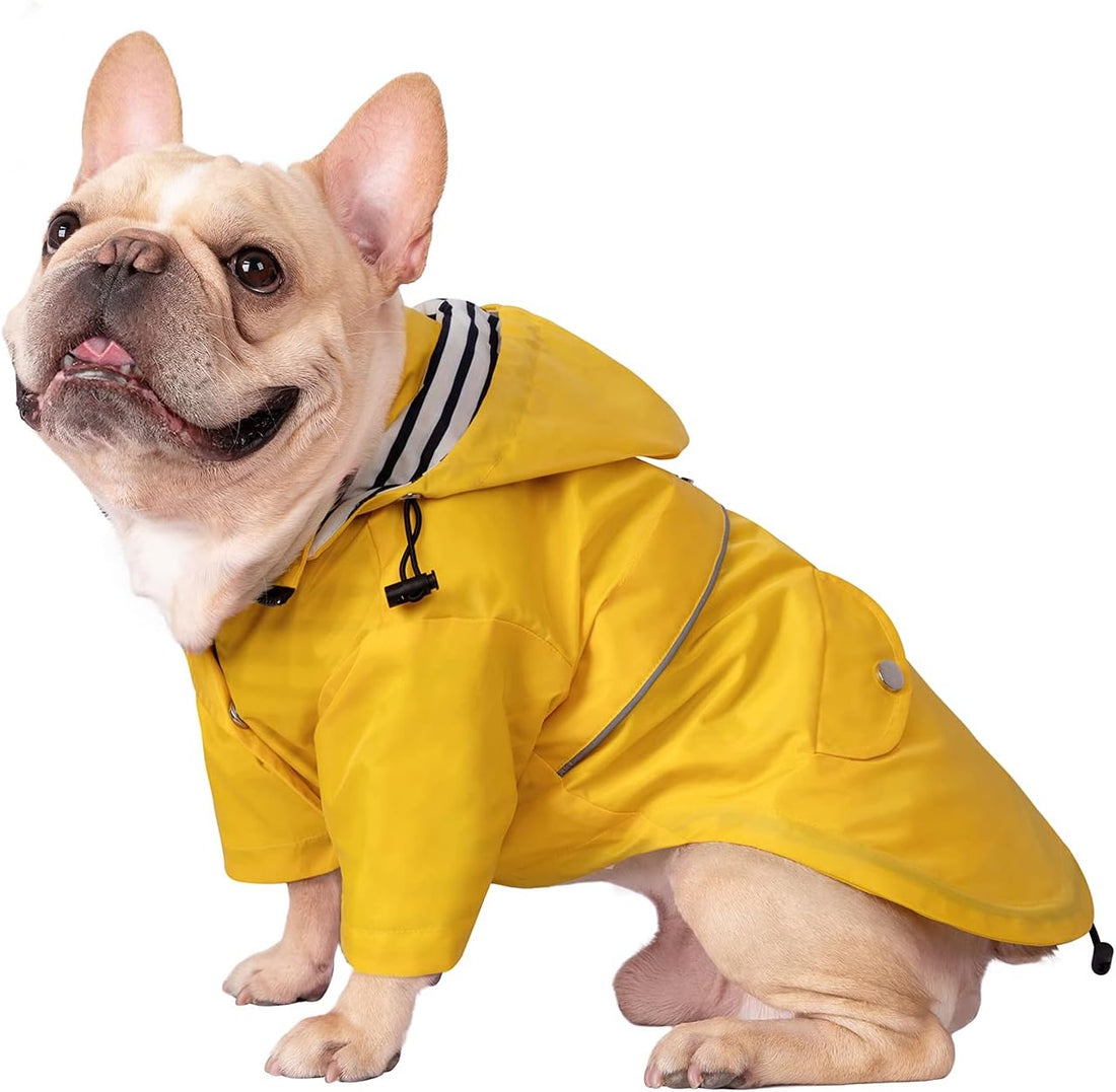 HDE Premium 2-Layer Zip Dog Raincoat Poncho w/Leash Hole & Hood B