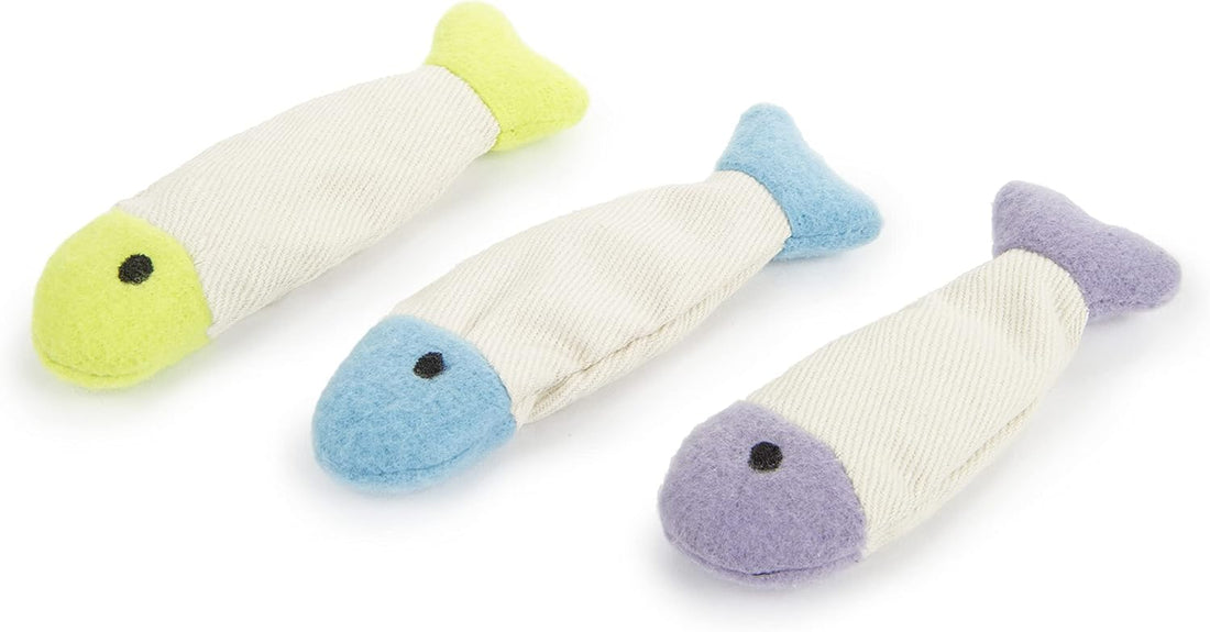 SmartyKat Fish Flop Crinkle Catnip Cat Toys - Multi Color, 9 Count