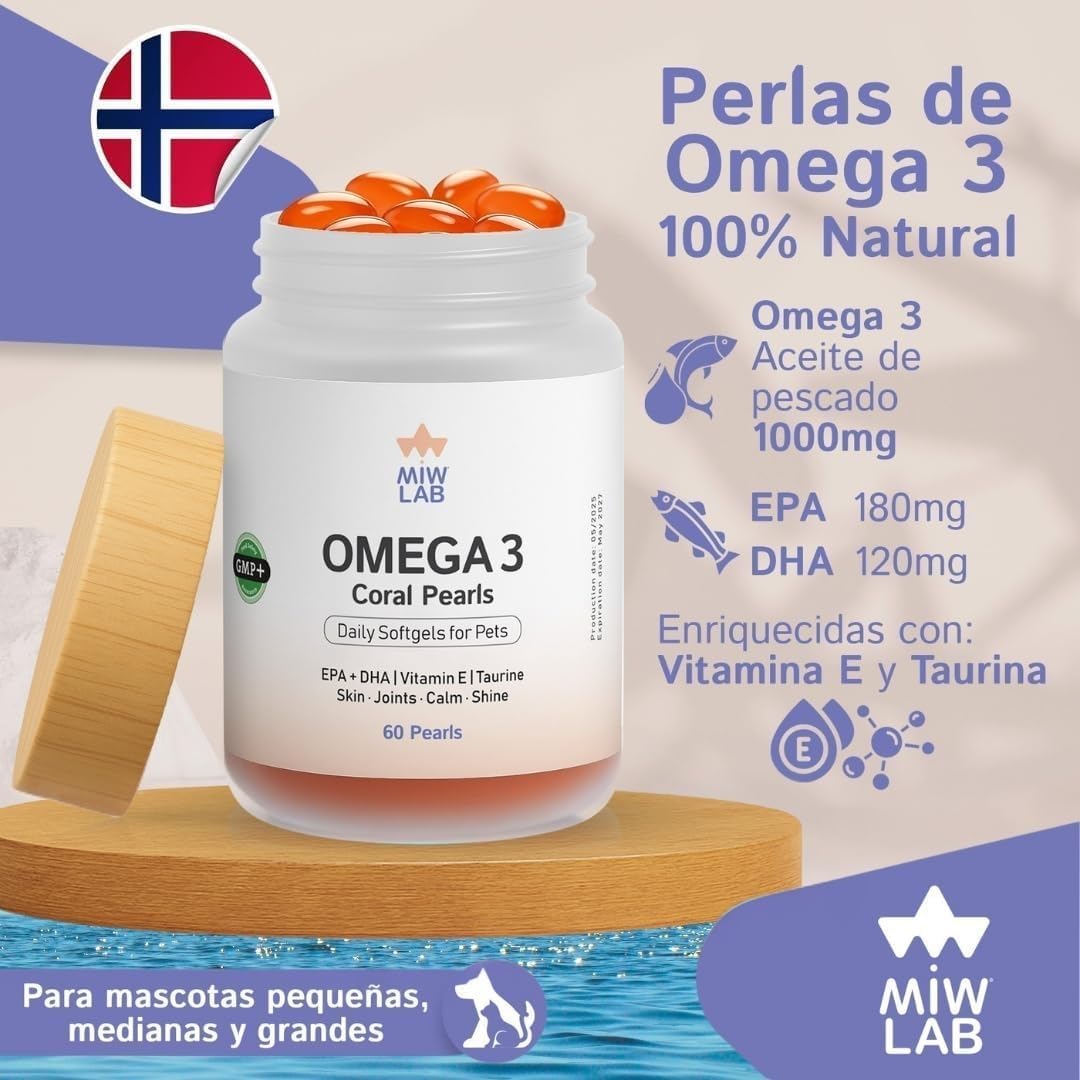 Omega 3 Fish Oil for Dogs and Cats EPA + DHA + Taurine + Vitamin E