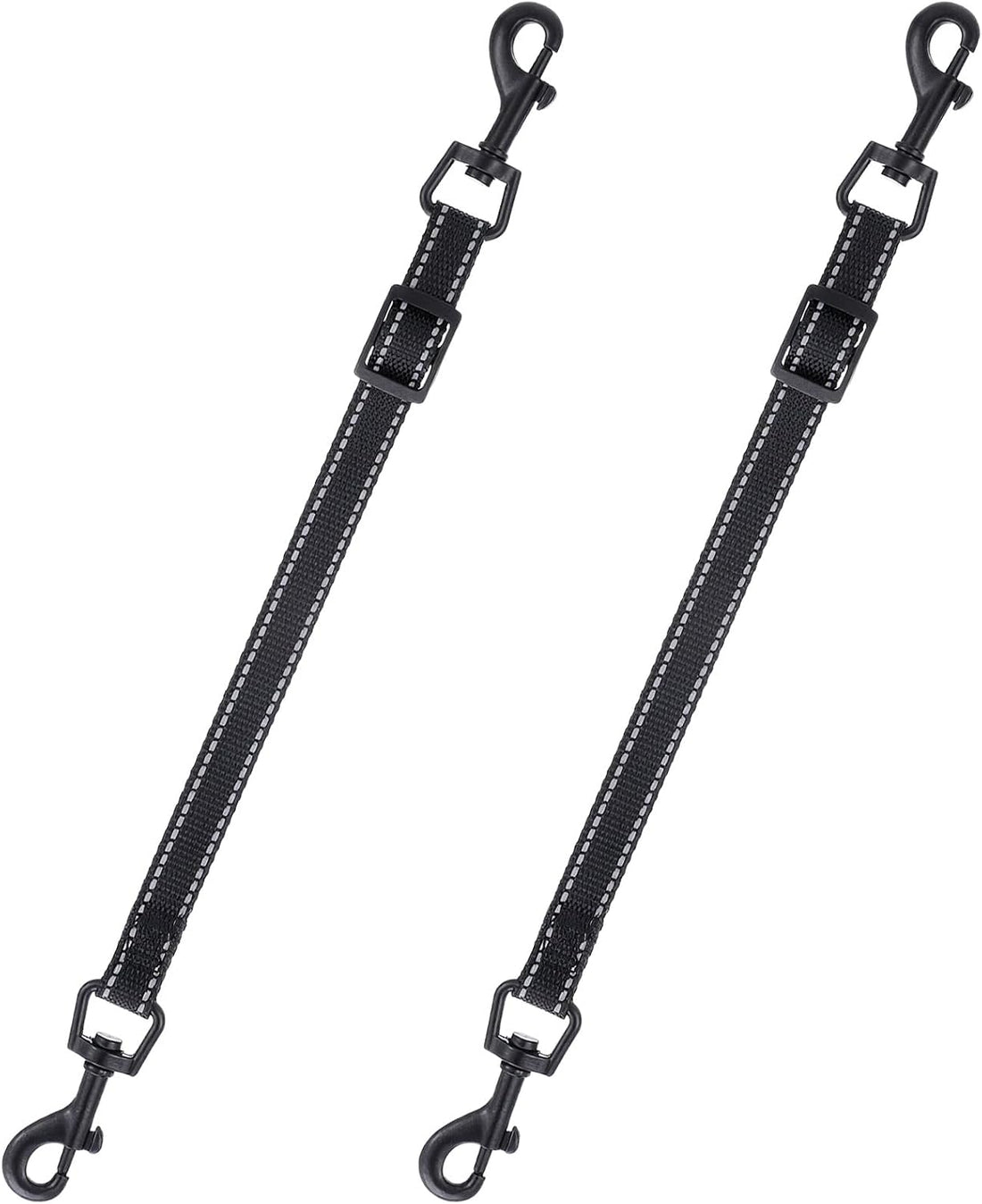 2pcs Reflective Nylon Dog Collar Clips, Double-Ended Backup