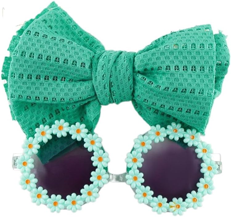 2Pcs/Set Pet Dog Bow Headband Sunflower Sunglasses Cute Summer Beach