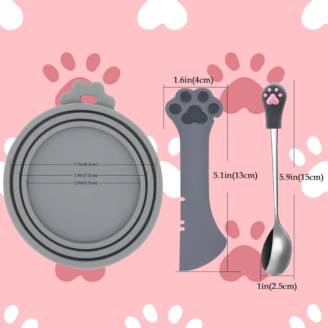 SJANE Cat Food Can Spoons & Can Lids | 4 Pcs | Multi-function Opener