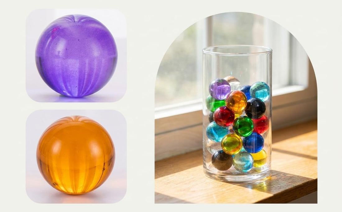40mm Colorful Solid Glass Marbles 8 Pack Round Decor Balls