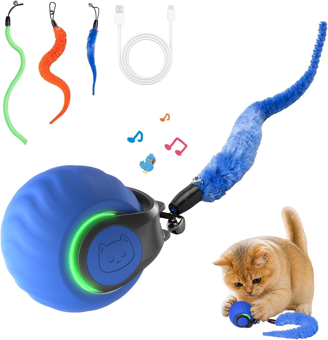 2026 Interactive Cat Toys with Bird Sounds & 3 Modes for Indoor Cats