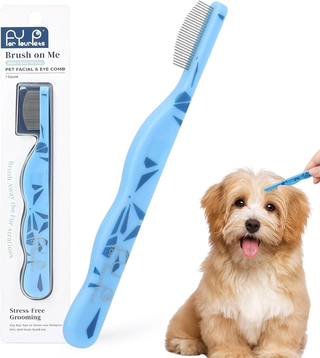 Histotree Blue Curved Small Dog Comb for Grooming Eyes Face Fine