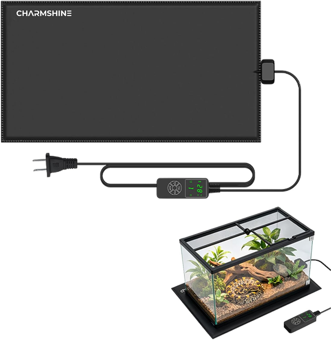 8 by 12-inch 16W Reptile Heating Pad Graphene with Temperature