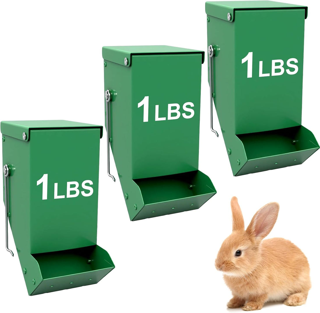 2 Packs Hay Feeder Rabbit, Metal Small Animal Feeder with Lid & Mesh