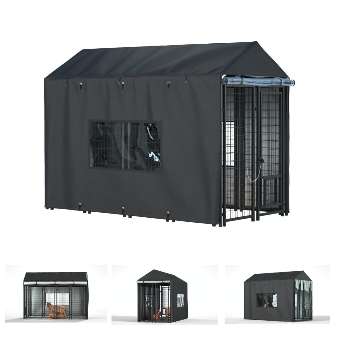 Outdoor Dog Kennel Cover - Full Coverage for 8.1'Dx4.1'Wx6'H Dog Cages