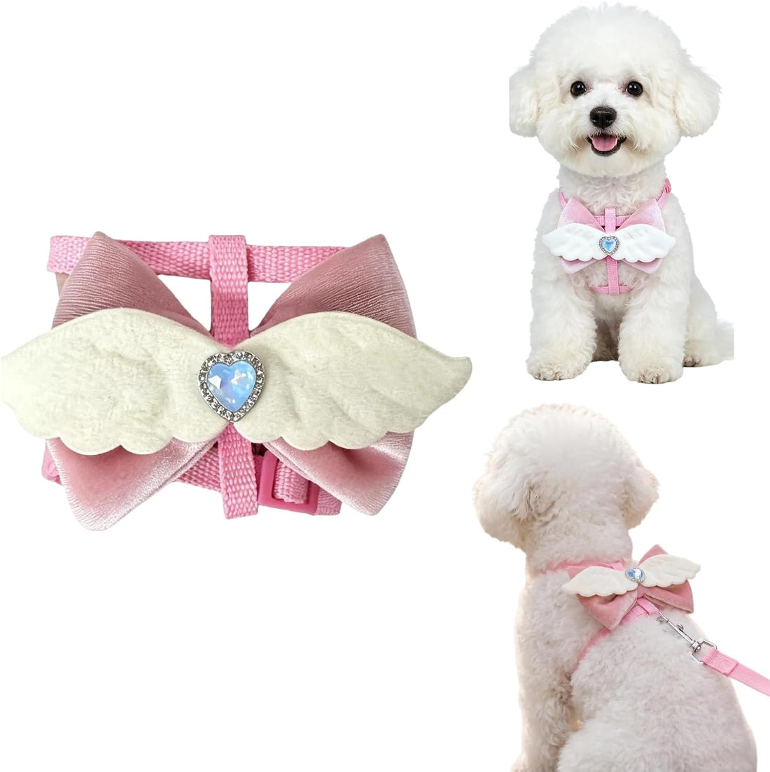 Cute Leash and Bow H-Shaped Design Harness for Small Cats Dogs