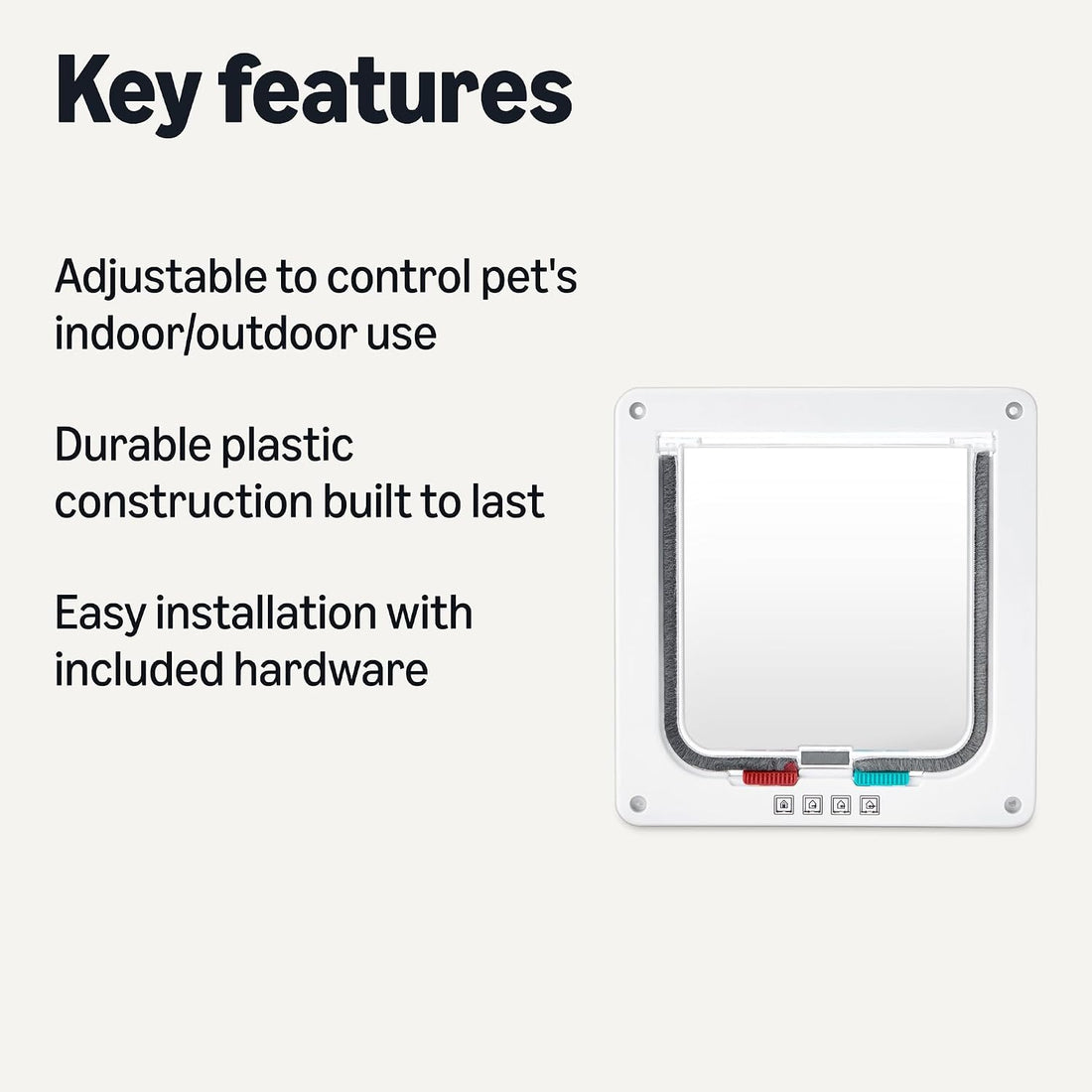Adjustable Plastic Dog and Cat Door with 4 Way Lock, Small