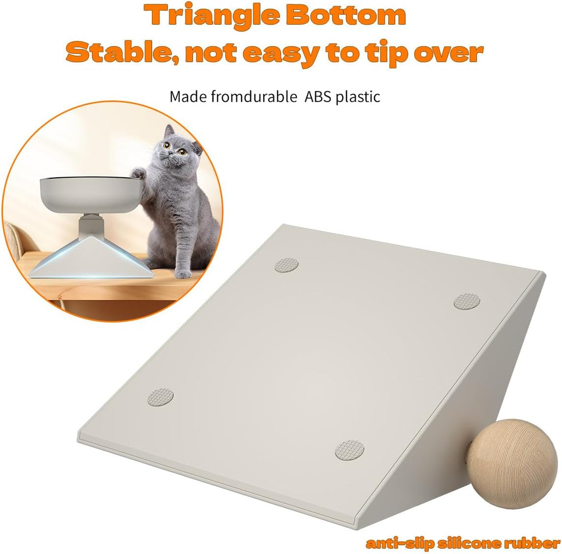 Elevated Cat Bowl with Height Adjustable 0-17.5° Tilt Stand,White