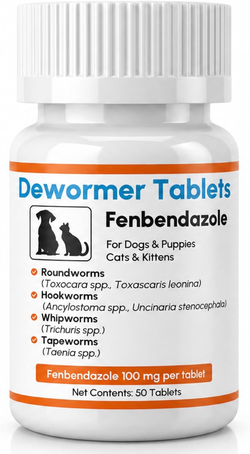 Dewormer for Dogs and Cats - Fenbendazole Tablet Broad Spectrum (50