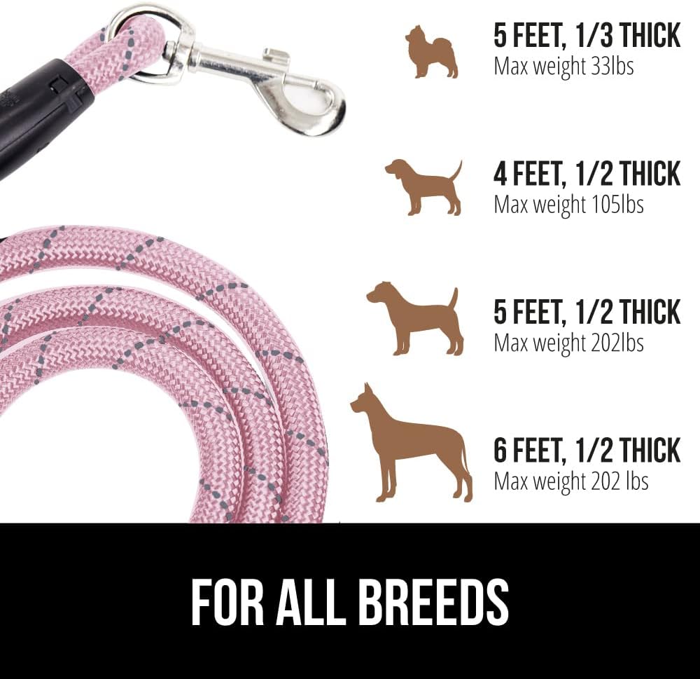 GORILLA GRIP Dog Leash, Heavy Duty Reflective Rope Leashes for 33lb