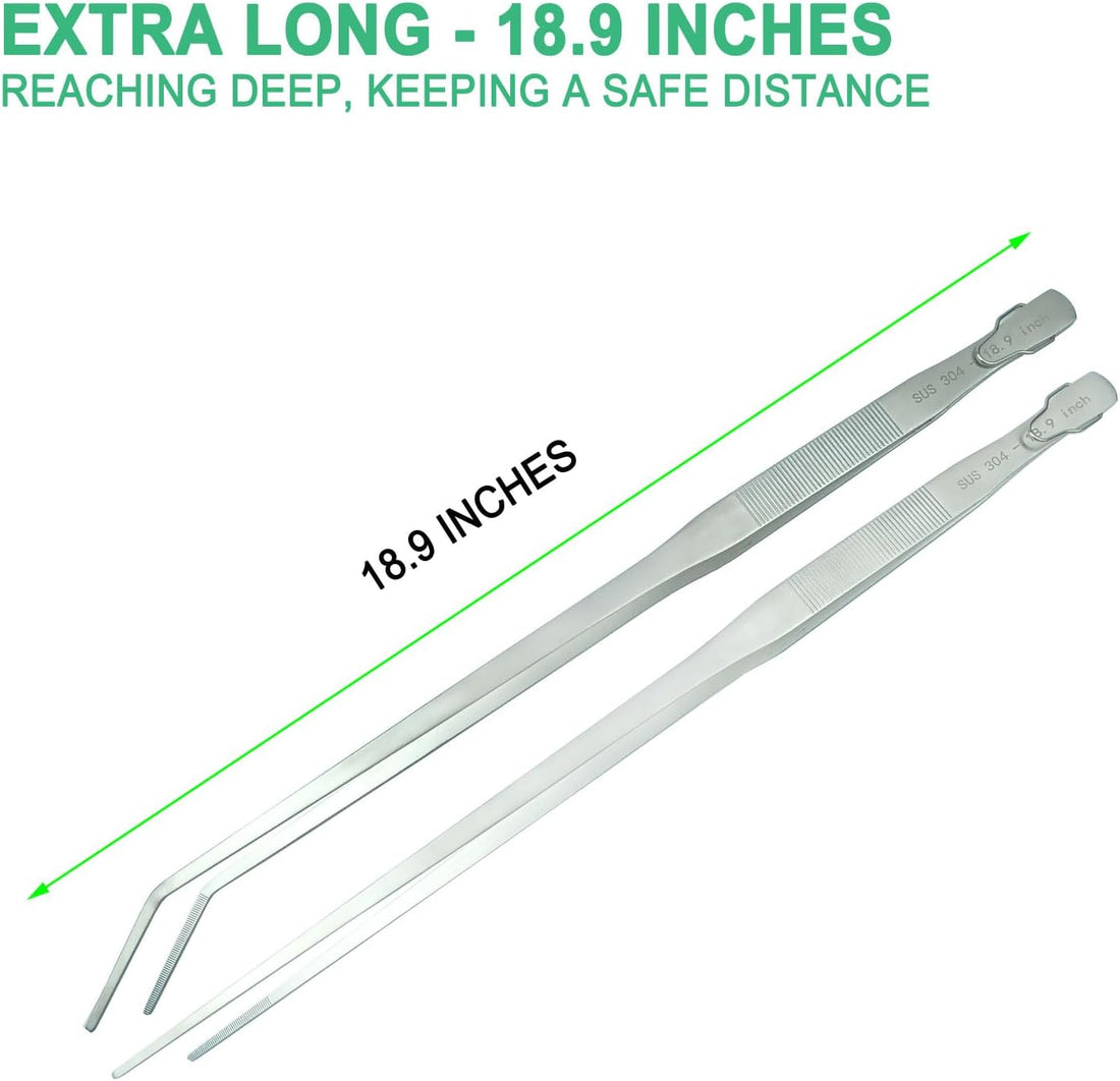 2pcs 18.9 inch Aquarium Tweezers with Hanger