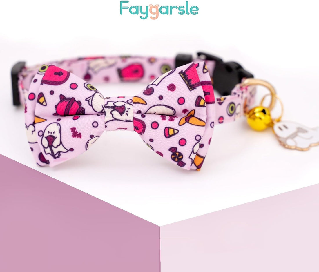 Faygarsle 2 Pack Breakaway Halloween Cat Collar Ghosts Pattern
