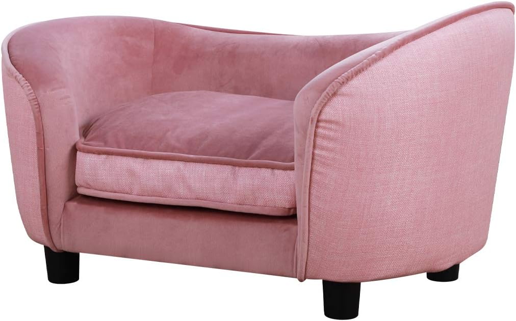 Pet Sofa Bed, Velvet Fabric Pet Couch Chair with Removeable Washable