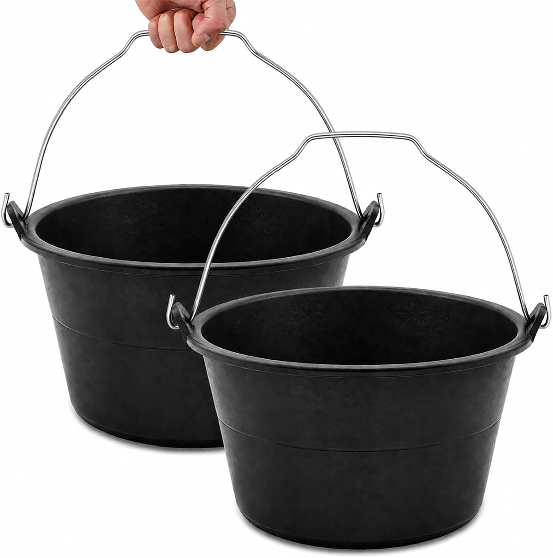 2 Pcs Rubber Feeder Bucket, 8 Quart 2 Gallon Rubber Horse Feed Bucket
