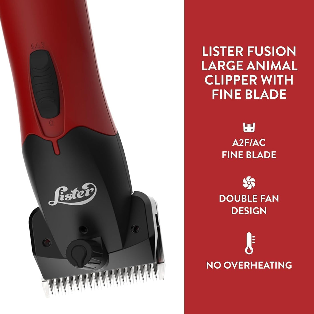 Lister Fusion Professional Animal Clipper, Two Speed, Red