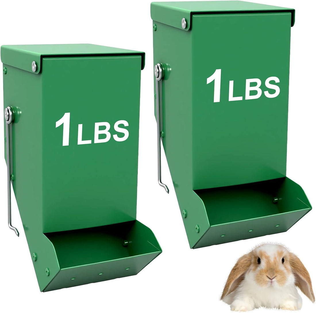 2 Packs Hay Feeder Rabbit, Metal Small Animal Feeder with Lid & Mesh