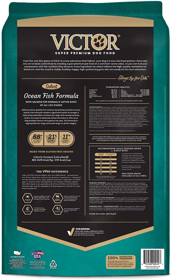 VICTOR Select Dry Dog Food - Ocean Fish Formula with Salmon Kibble