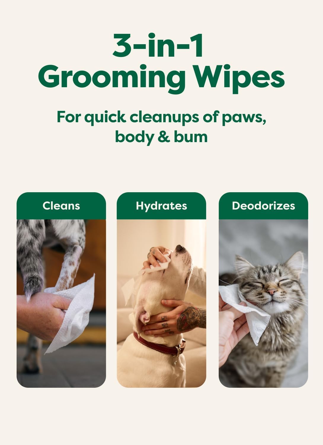 Earth Rated Pet Wipes for Dogs and Cats, Hypoallergenic