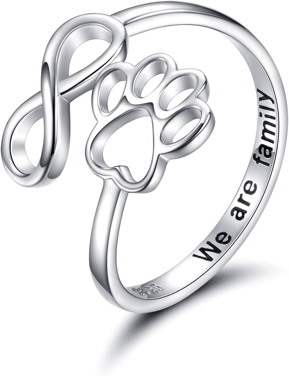 Sariel Puppy Paw Print Ring Heart 925 Sterling Silver