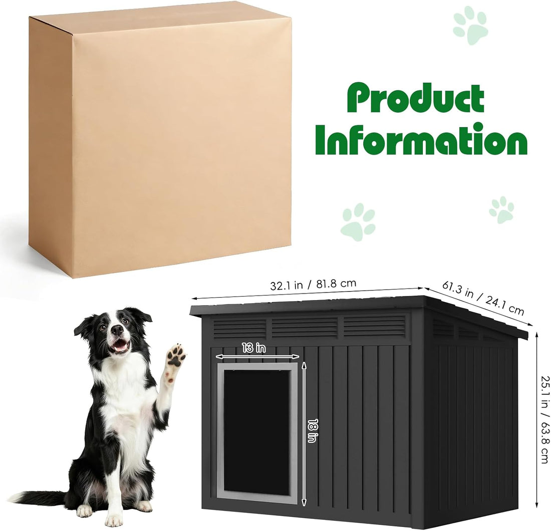 IP68 Waterproof Large Dog House, Elevated Floor with Air Vents