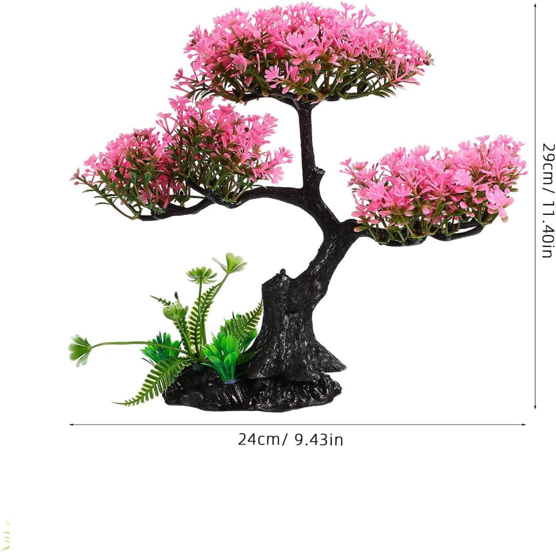 Didiseaon Aquarium Decor Artificial Plants Tree Set 11.4 Inch Pink