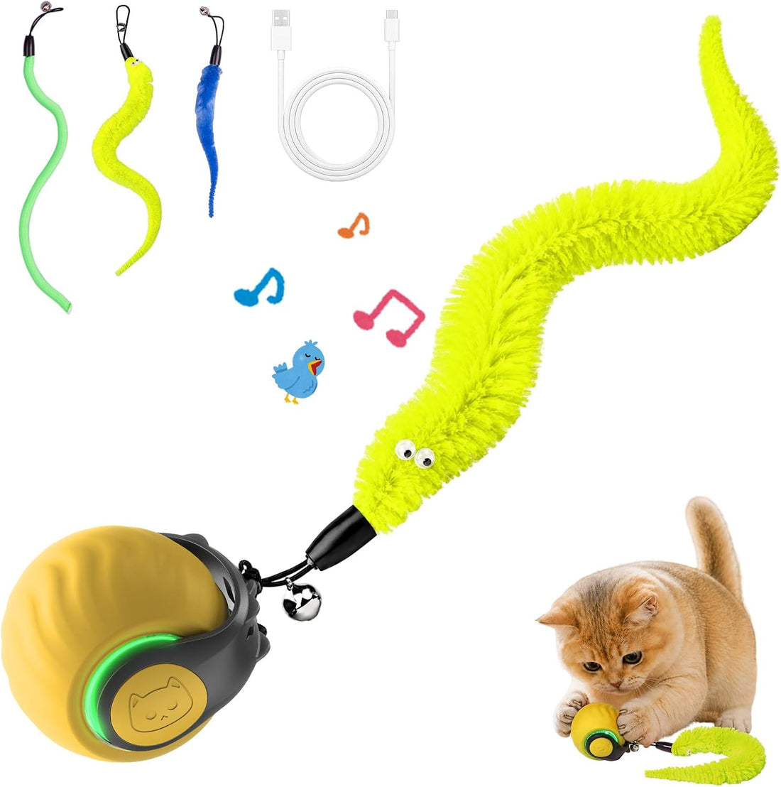 2026 Interactive Cat Toys with Bird Sounds & 3 Modes for Indoor Cats