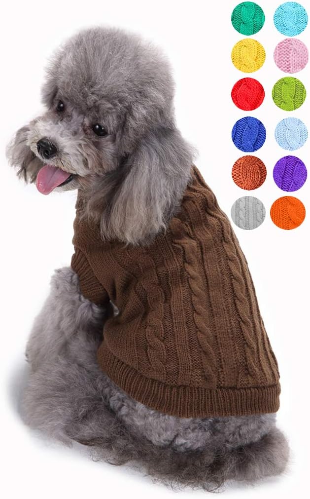 Dog Sweater Soft Warm Turtleneck Knitted Clothes for Small Medium