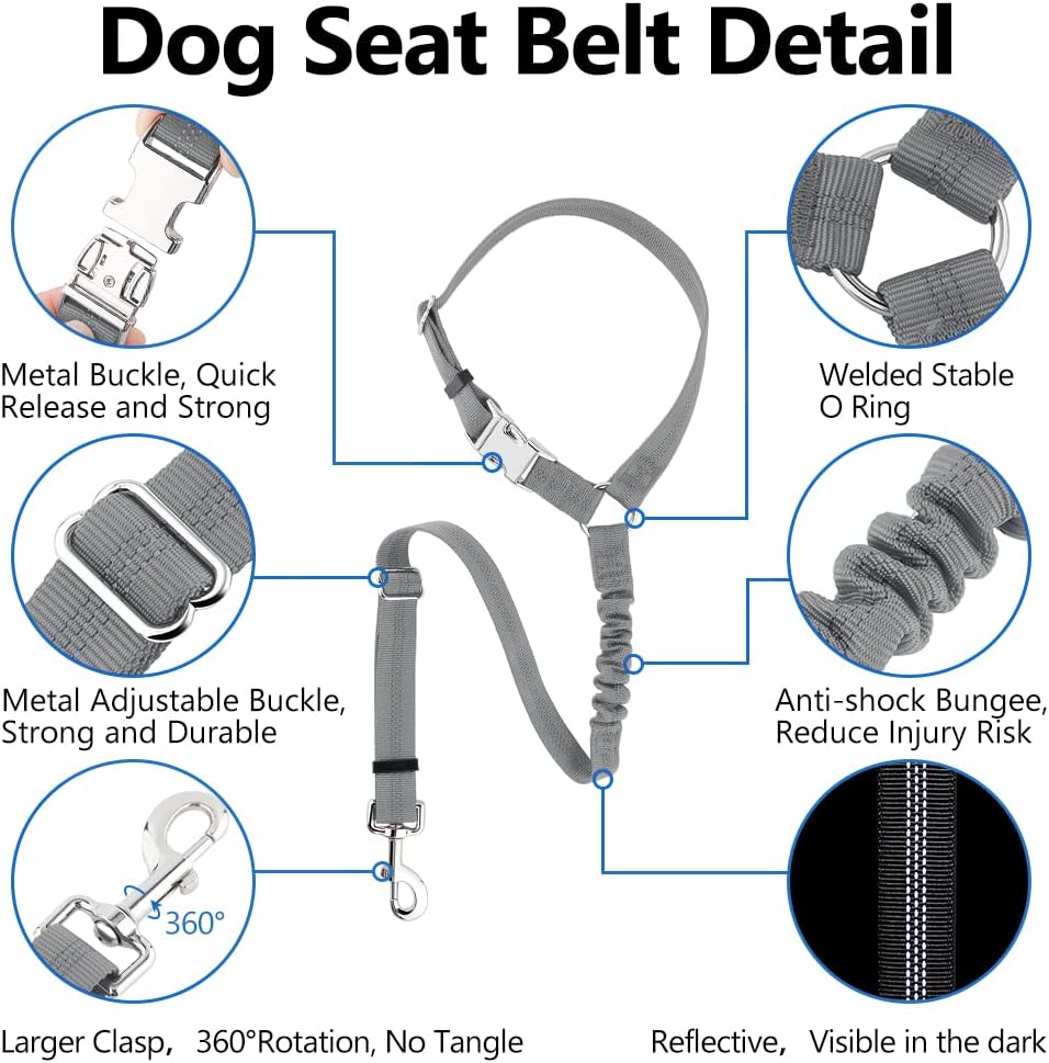 Plutus Pet Dog Seat Belt for Car Headrest