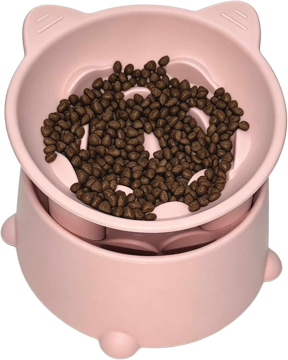 Raised Slow Feeder Cat Bowl, Silicone Elevated Tilted Cat Slow Feeder