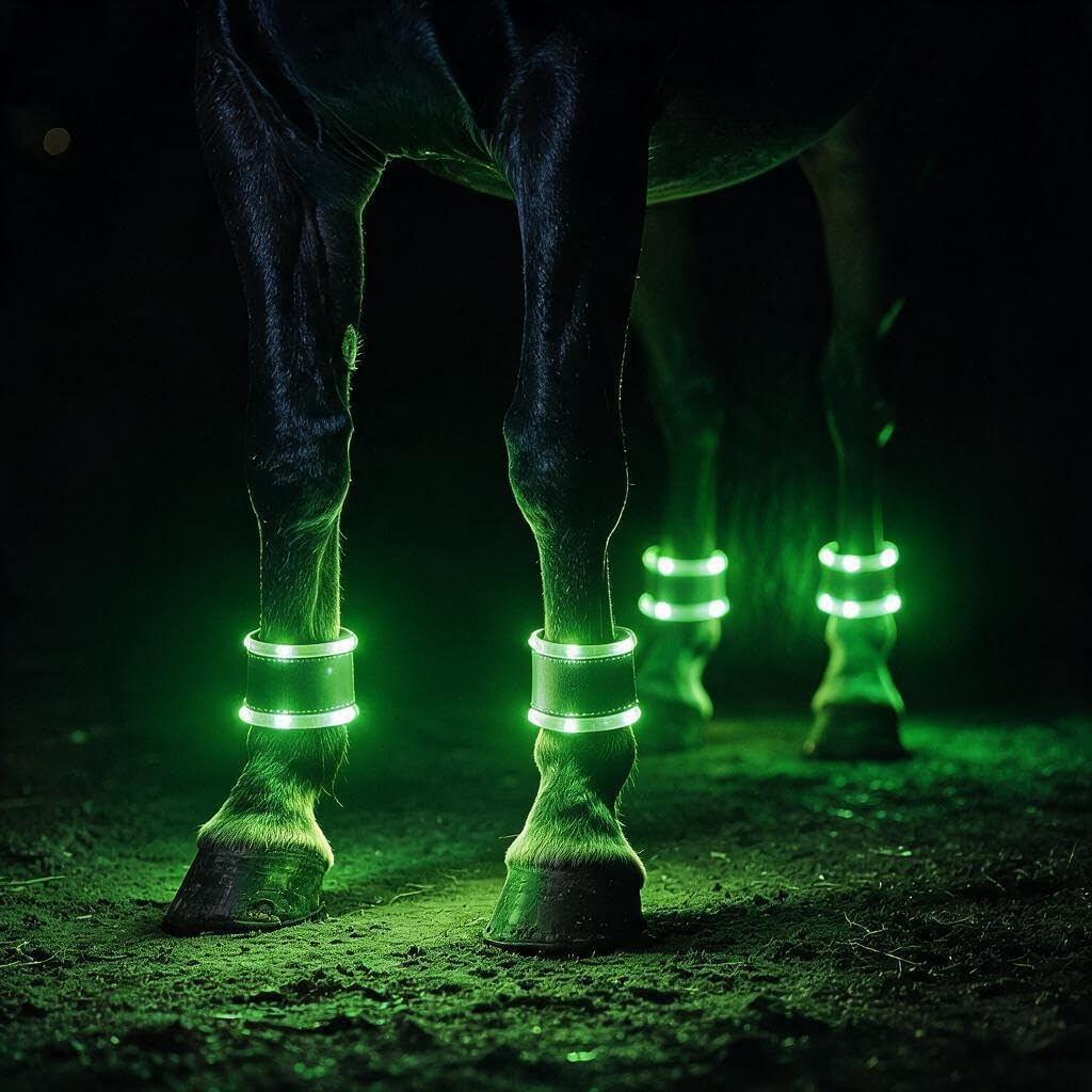 4pcs Light Up Horse Boots, Dual-Row LED, 7 Colors, USB Rechargeable