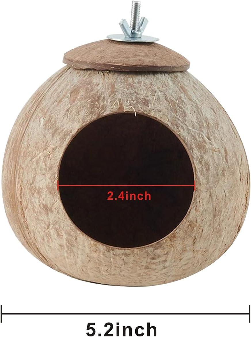 Bird Nest for Cage Natural Coconut Shell Bird House Parakeet Nesting