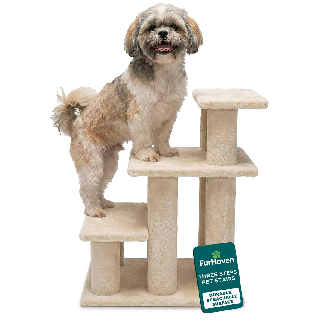 Furhaven Steady Paws Multi-Step Pet Stairs for High Beds & Sofas