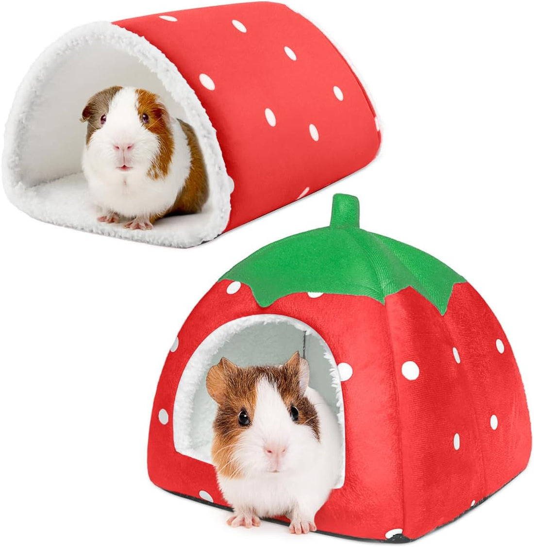 Guinea Pig Hideout with Tunnel, Washable Fleece House Bed