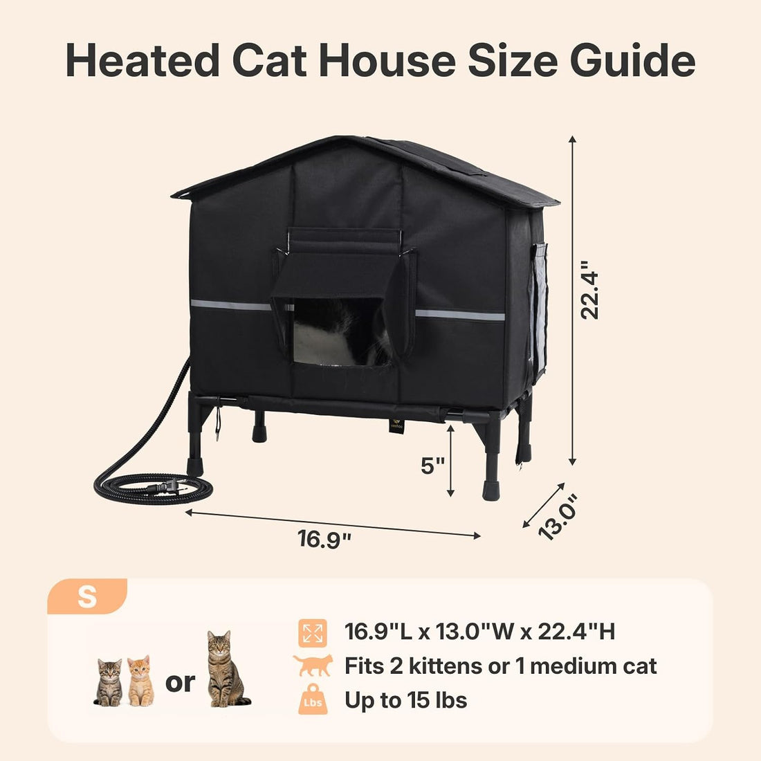 Veehoo Outdoor Heated Cat House Weatherproof