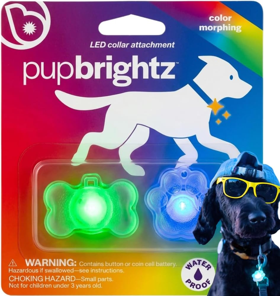 Brightz PupBrightz LED Dog Collar Charms, Paw & Bone, 2-Pack