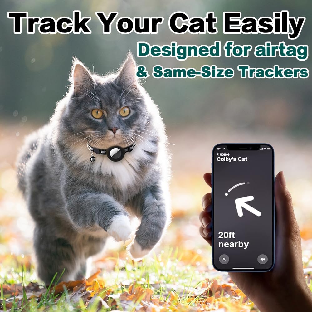 Airtag Cat Collar Breakaway, Reflective Kitten Collar with Apple Air