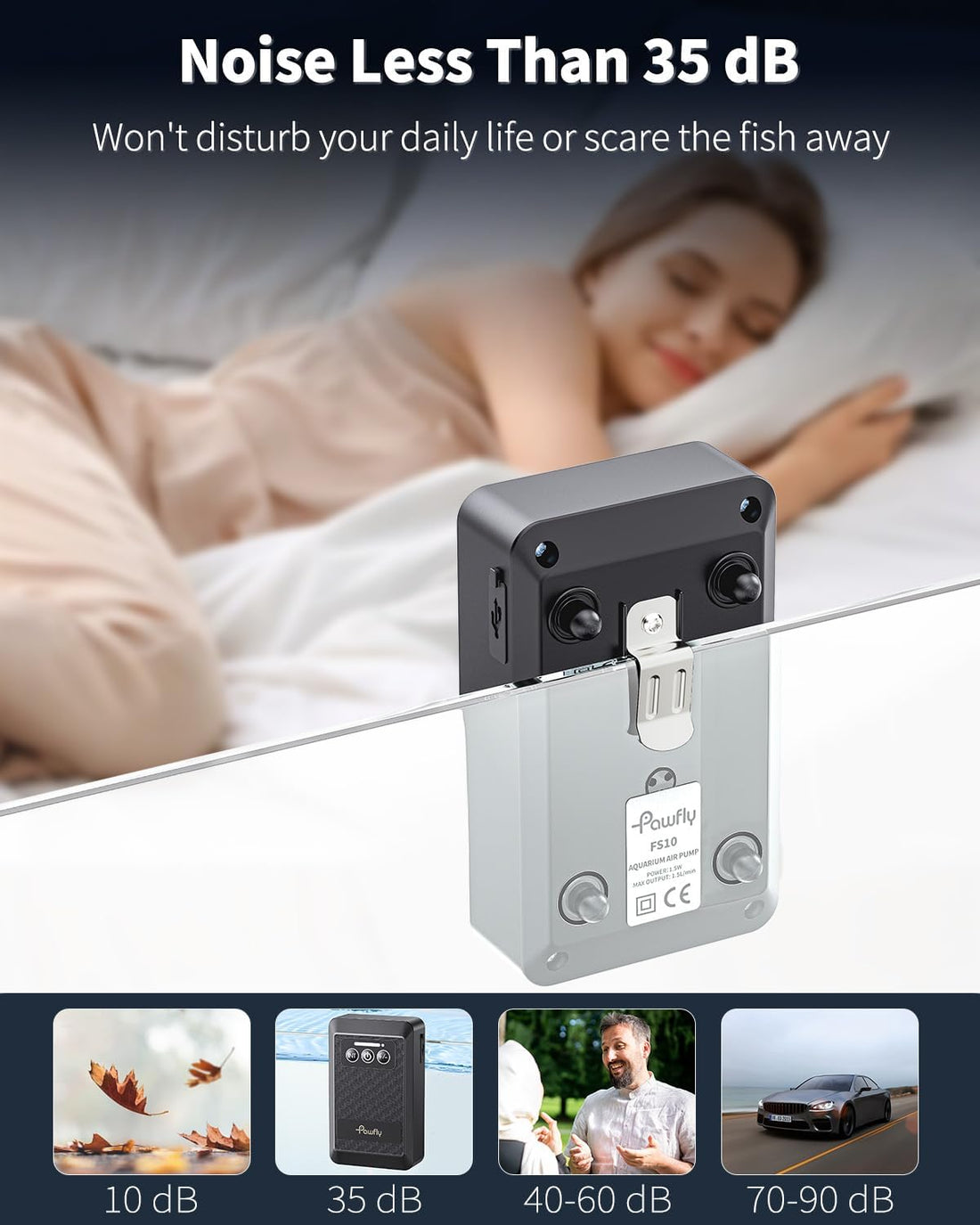 Pawfly Aquarium Lithium Battery Powered Air Pump USB Rechargeable